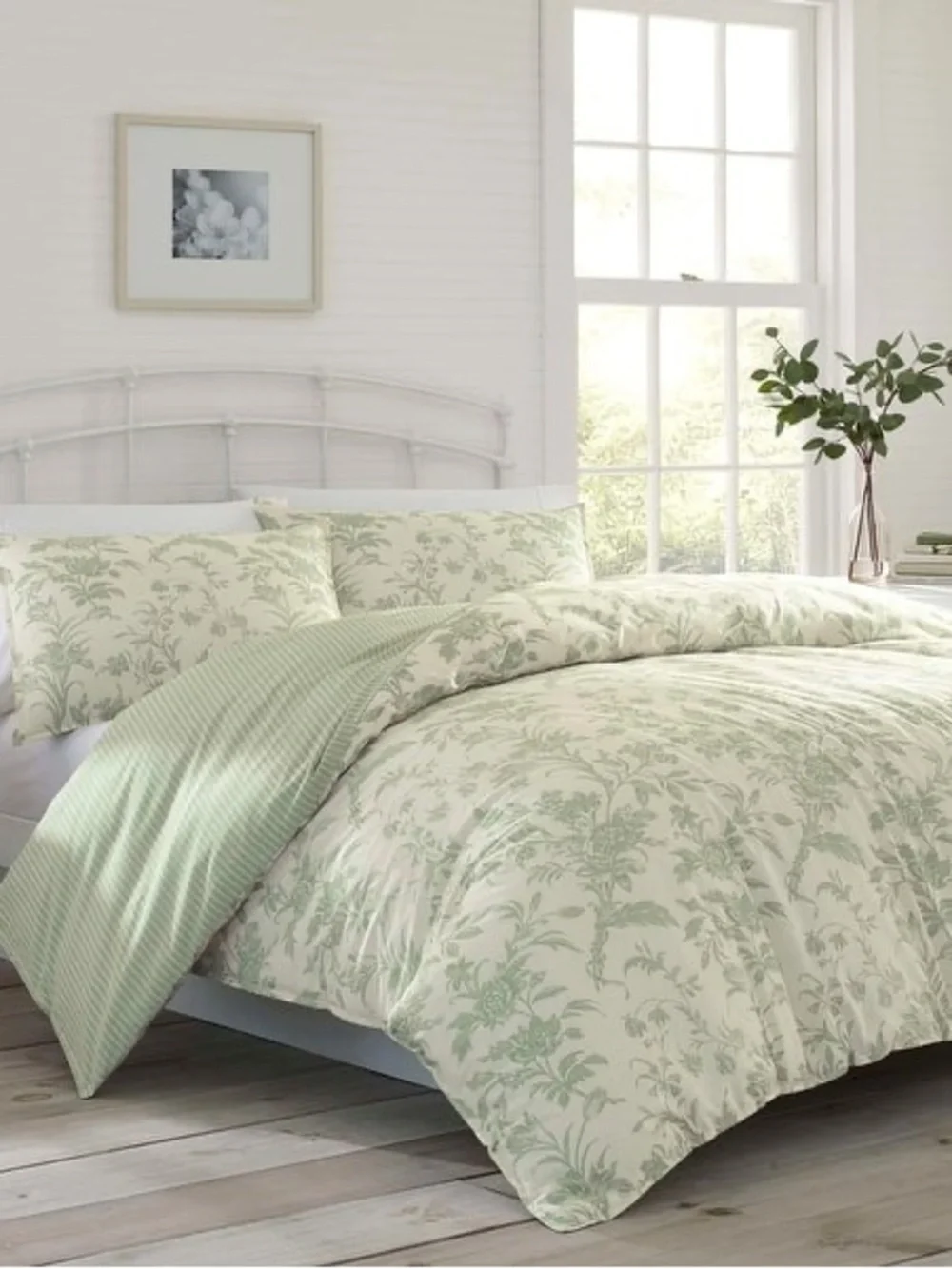 Natalie 5-Piece Green Cotton Twin Bonus Duvet Set Laura Ashley NWT